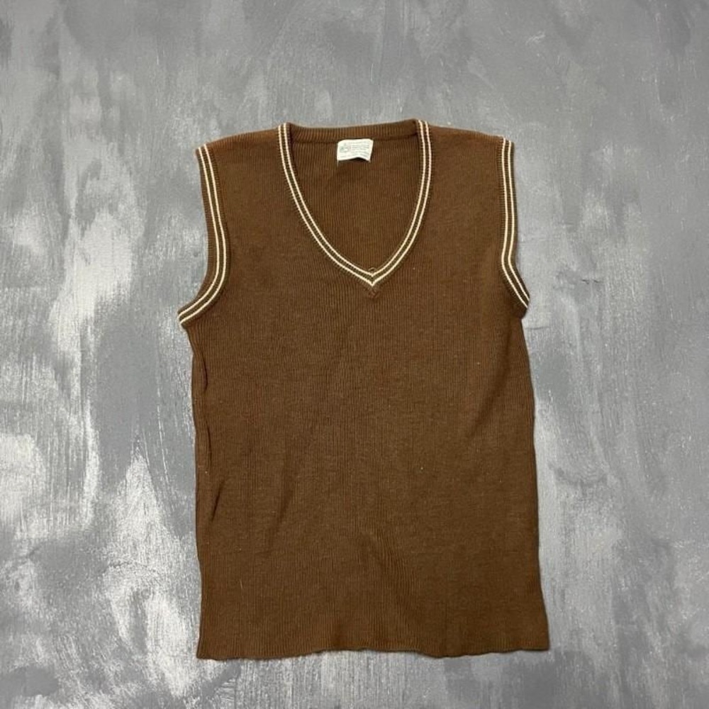vintage KMart sweater vest mens small Brown 1980s v neck